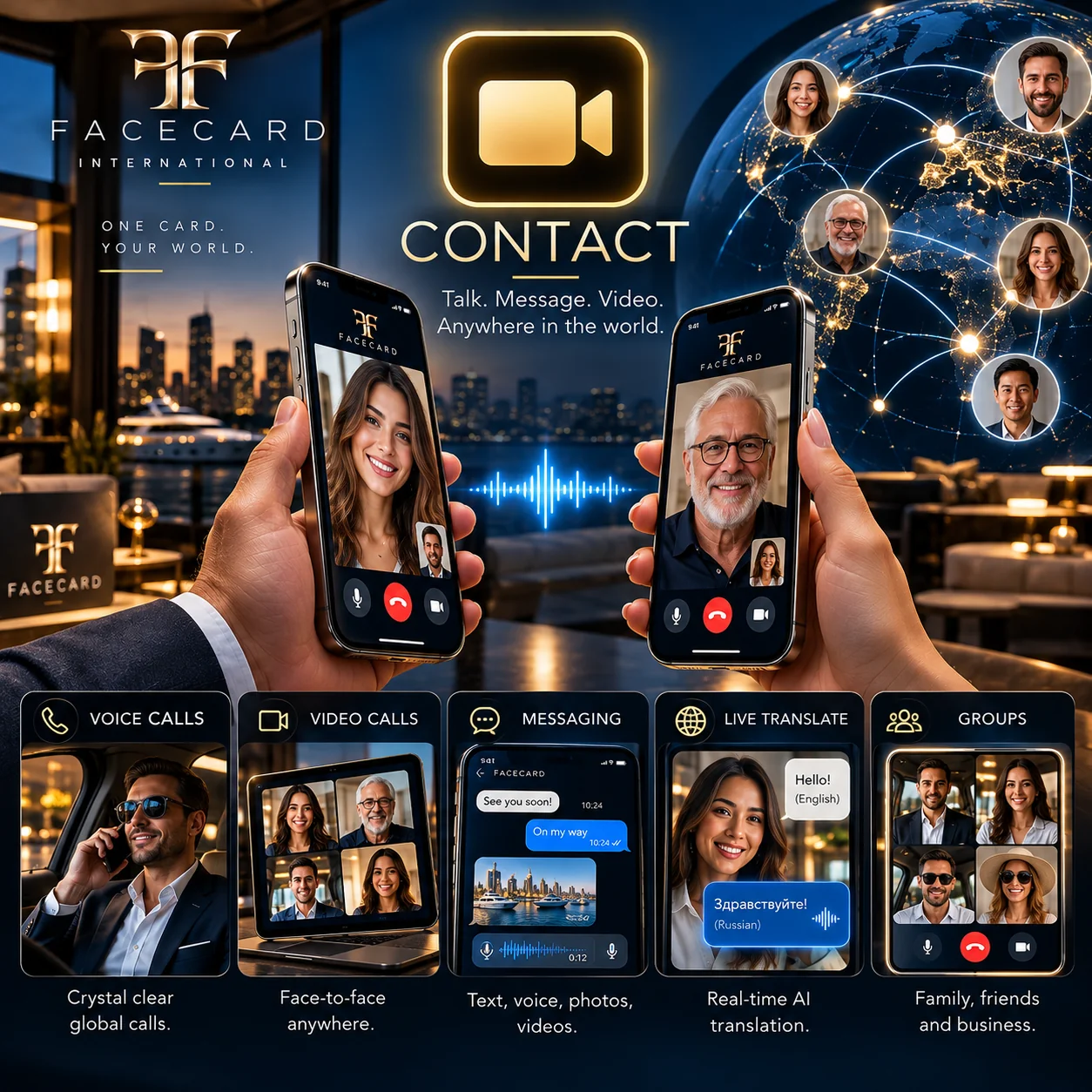 FaceCard digital business card concept